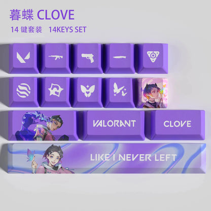 clove keycaps, Valorant Keycaps, OEM Profile, 14Keys Mini Set, PBT Dye Sub, New Design