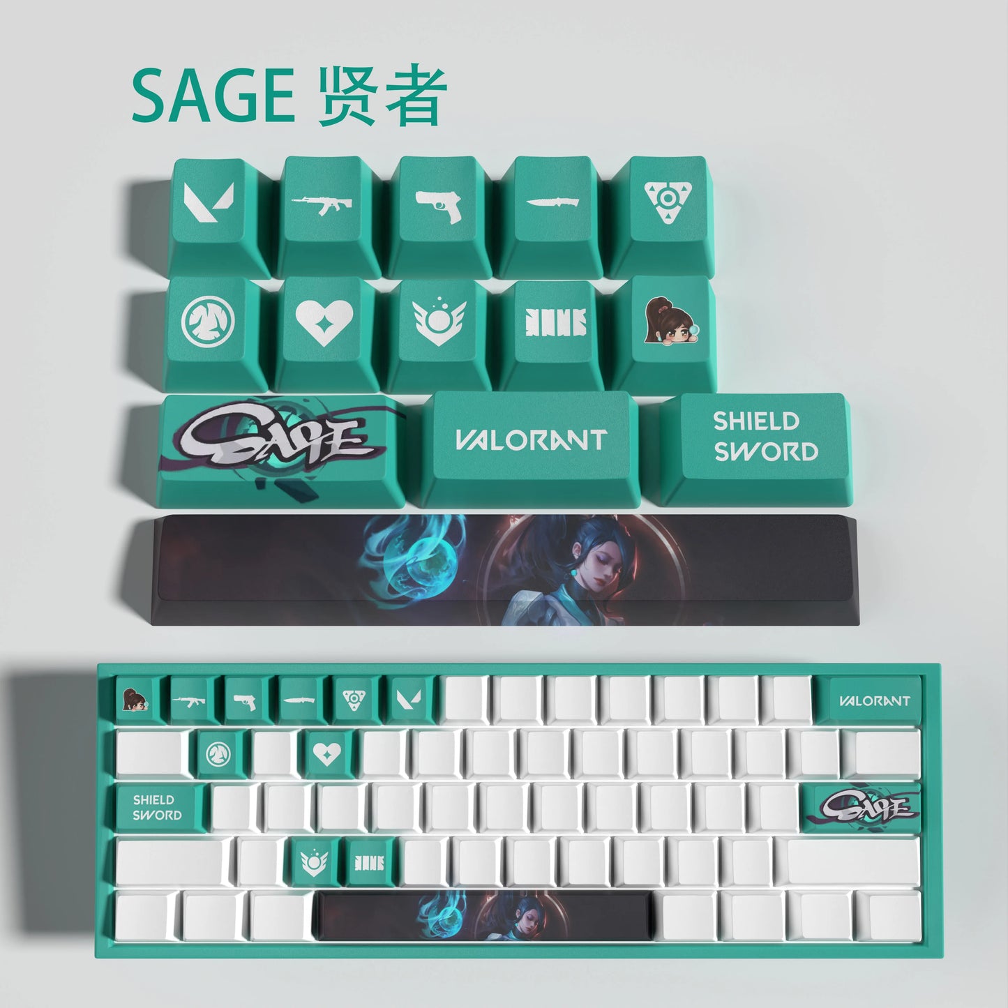 clove keycaps, Valorant Keycaps, OEM Profile, 14Keys Mini Set, PBT Dye Sub, New Design